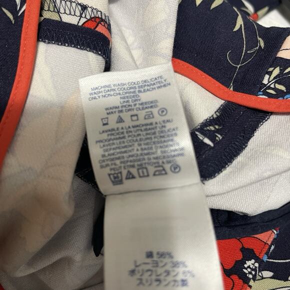 Lands End Pants Womens 8 Mid Rise Stretch Knit Blue White Floral Slim Leg - Picture 5 of 10